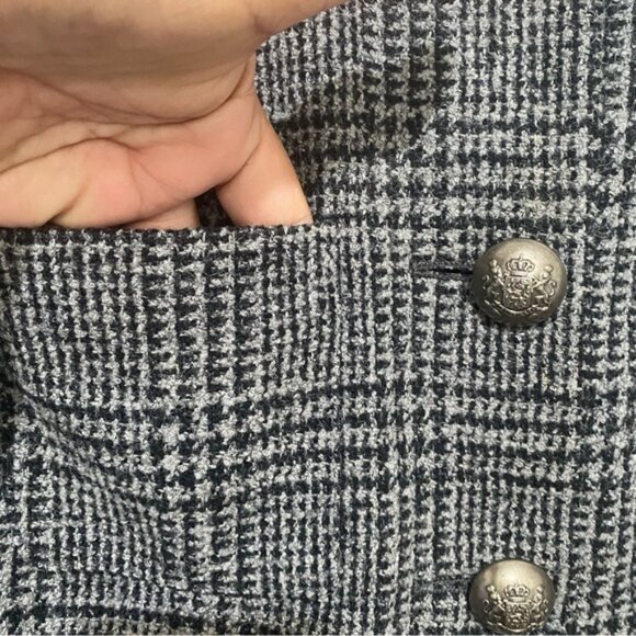 Jaeger Wool Blazer UK 10 US 8 Plaid Check Jacket Crest Buttons Made in Britain - Picture 3 of 11